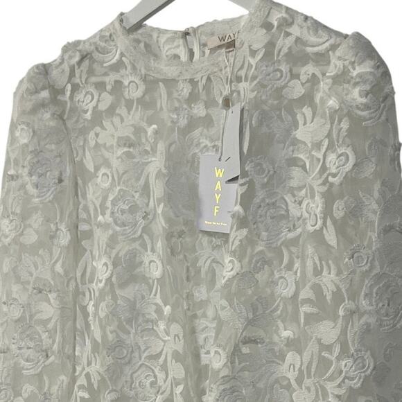 WAYF TOP WOMENS SIZE LARGE ALANA EMBROIDERED SHEER WHITE LACE BLOUSE ONLY - Picture 11 of 12